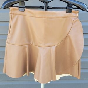 NWT Faux Leather Tan First Love Skort